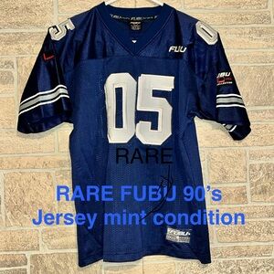 MINT Vtg 90s FUBU The Collection 05 Jersey XXL/M Limited Edition Navy Stitched